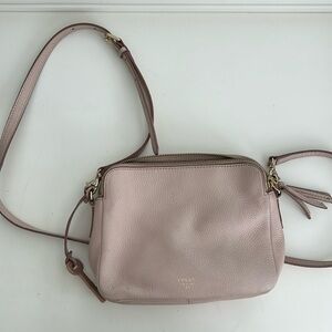 Fossil blush leather bag, dual pockets